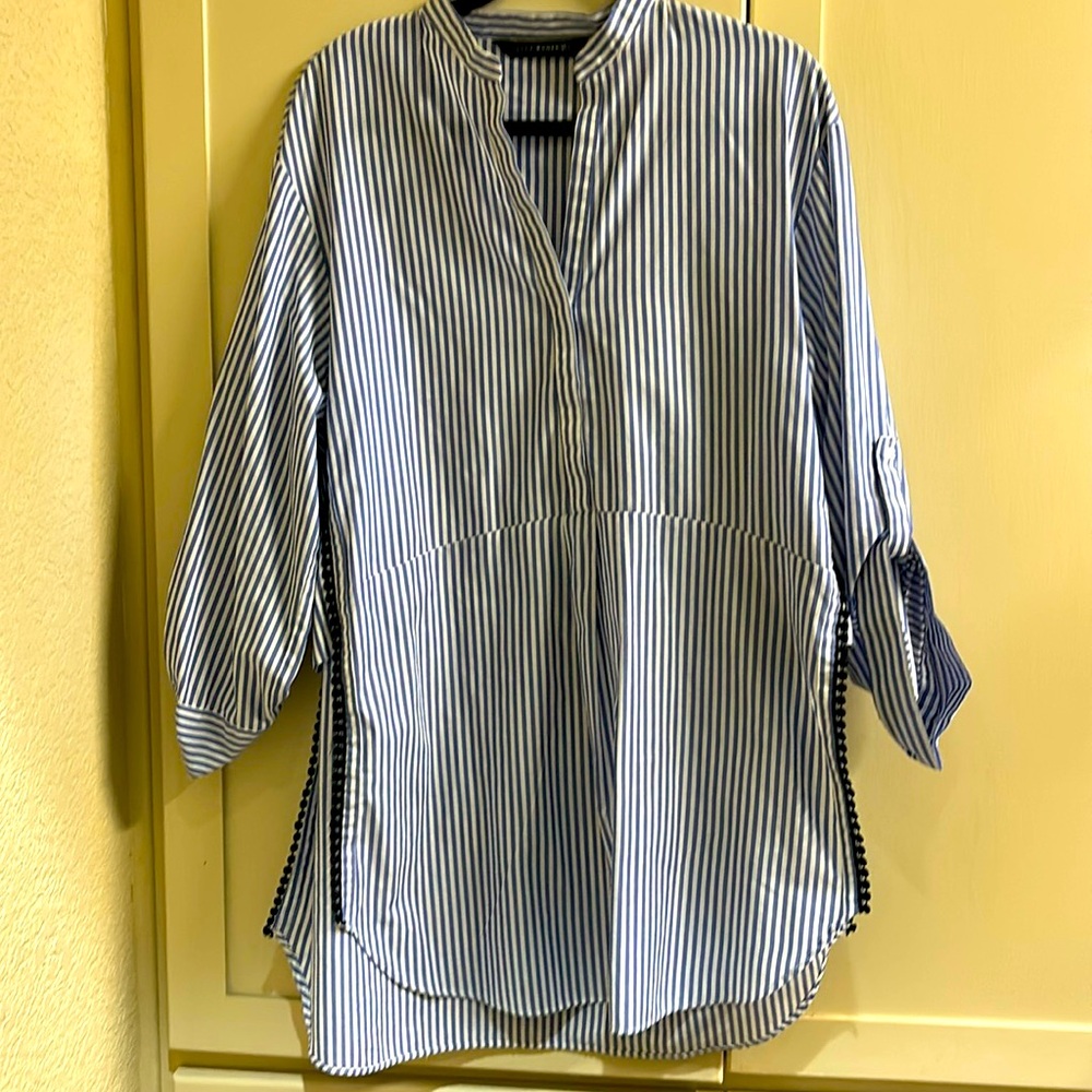 Zara Navy and White Striped Tunic